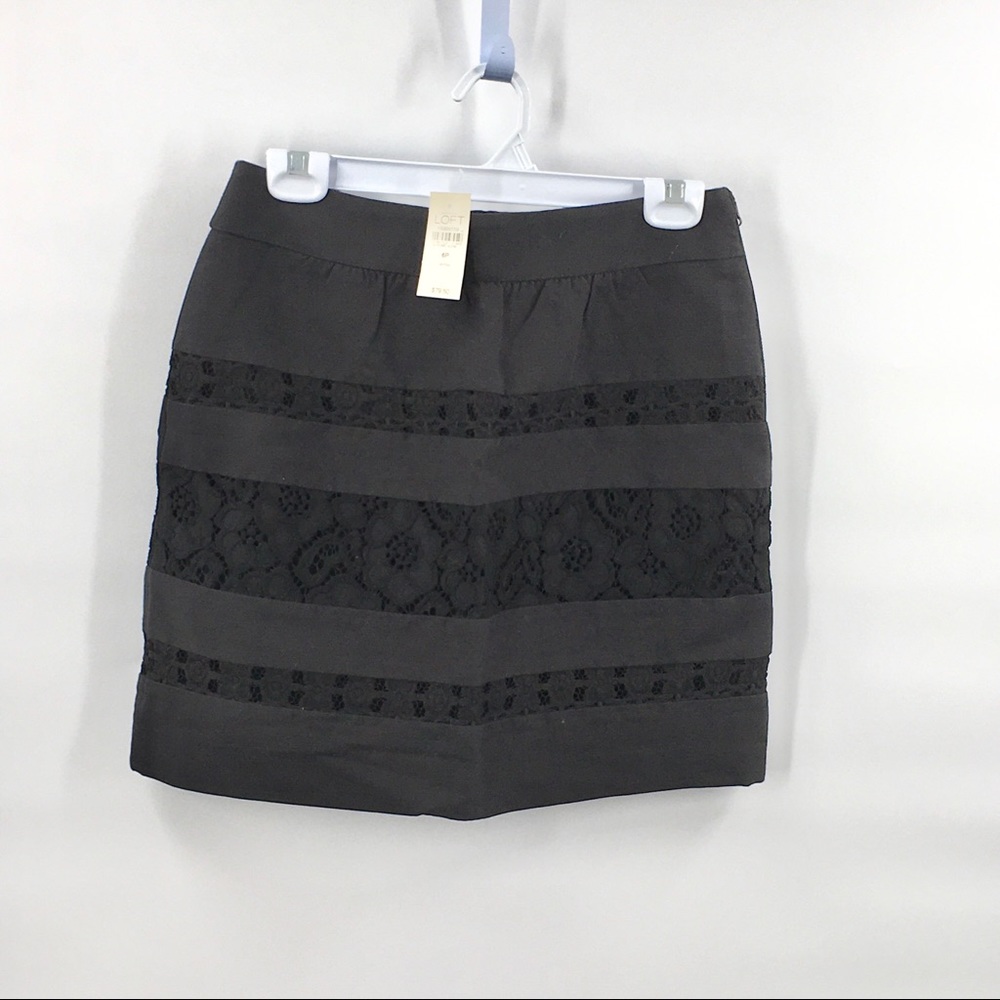 NWT Ann Taylor Black Lace Above Knee Skirt… - Picture 1 of 6